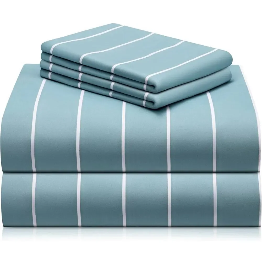 LuxClub 4 PC King Size Sheet Set, Breathable Luxury Bed Sheets Lt Blue